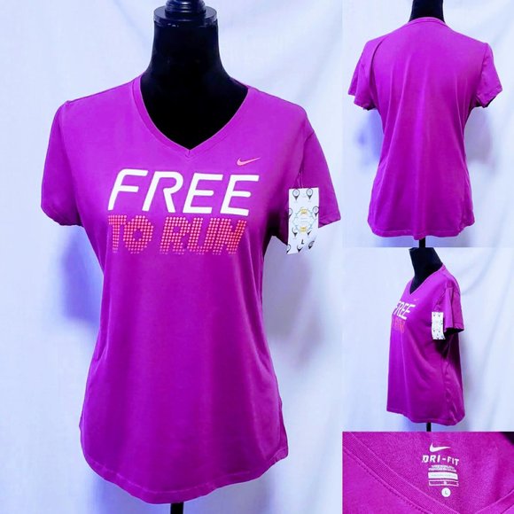 Nike Tops - Nike Running Dri-Fit v-neck T-shirt size L🦄💋